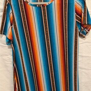 L&B Colorful Striped Short Sleeve Top